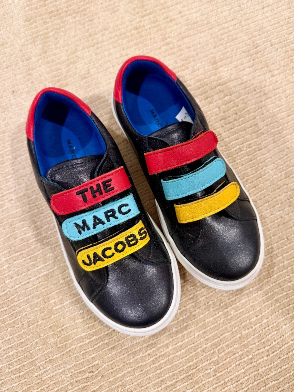 Little Marc Jacobs Black Leather Logo Trainers NIB
